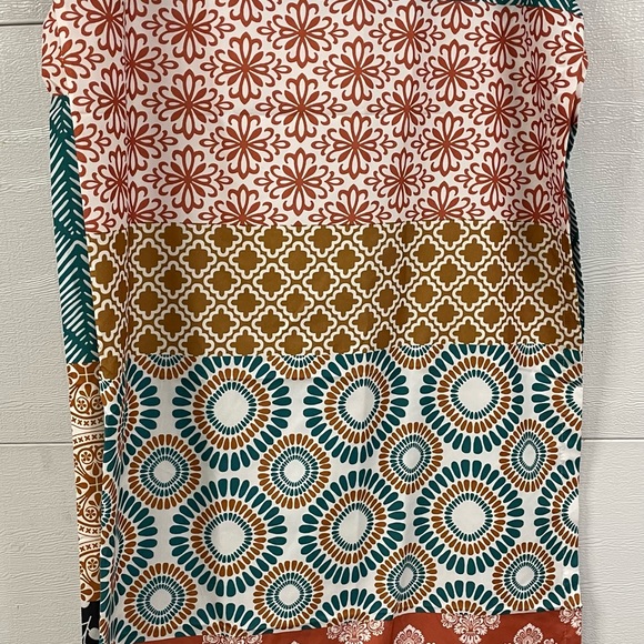 Turquoise & Orange Bohemian Stripe Window Curtain Panel Pair, 95" x 52" - Picture 5 of 7